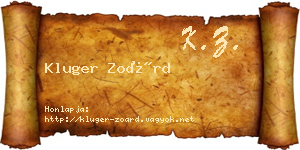 Kluger Zoárd névjegykártya